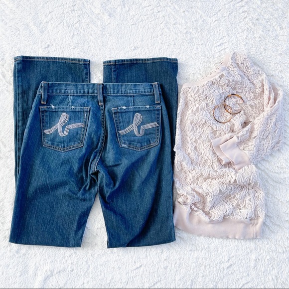 bebe Boot Cut Mid Rise Jeans Rhinestone Pockets 29 - Picture 1 of 16